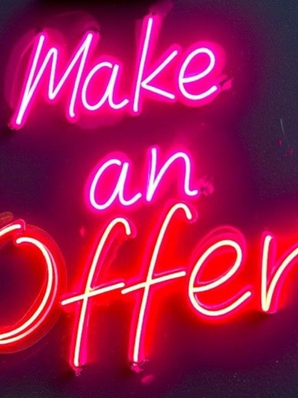 Pink Neon 'Make an Offer' Wall Sign